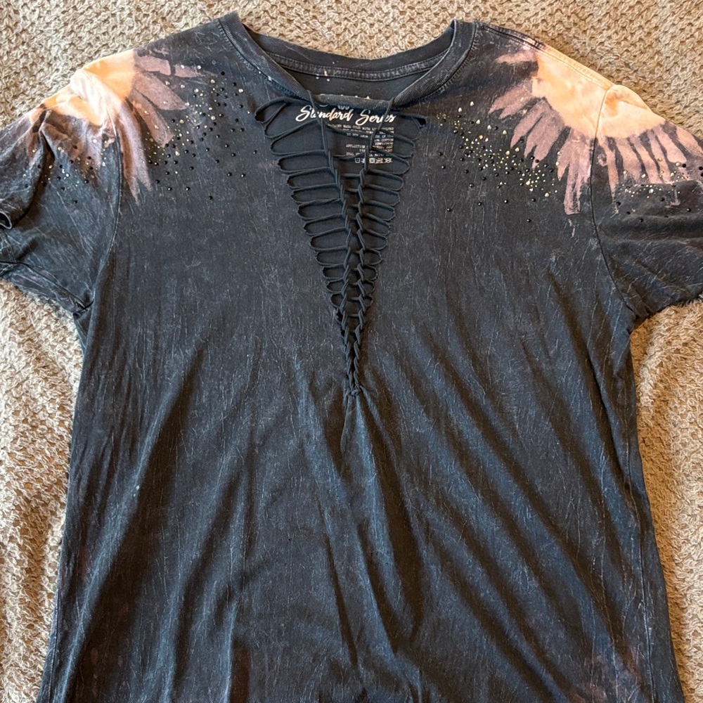 Women's Navy and Pink Top